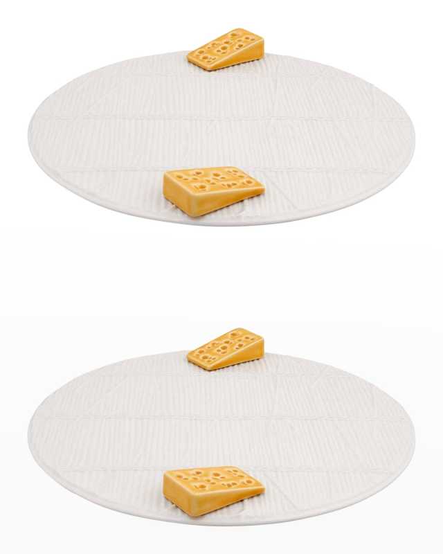 White Tray with Yellow Cheese, Set of 2