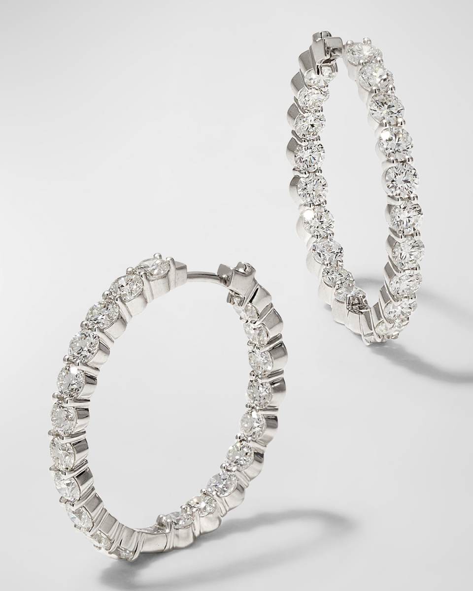 35mm White Gold Diamond Hoop Earrings, 7.21ct