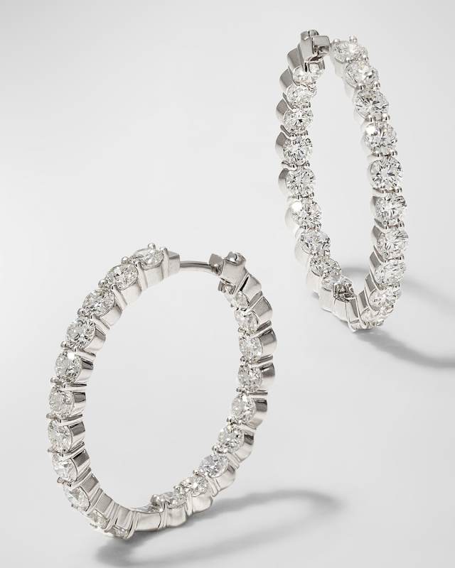35mm White Gold Diamond Hoop Earrings, 7.21ct