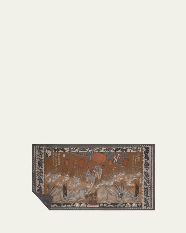 The Floating Rabbit Print Cashmere-Blend Stole