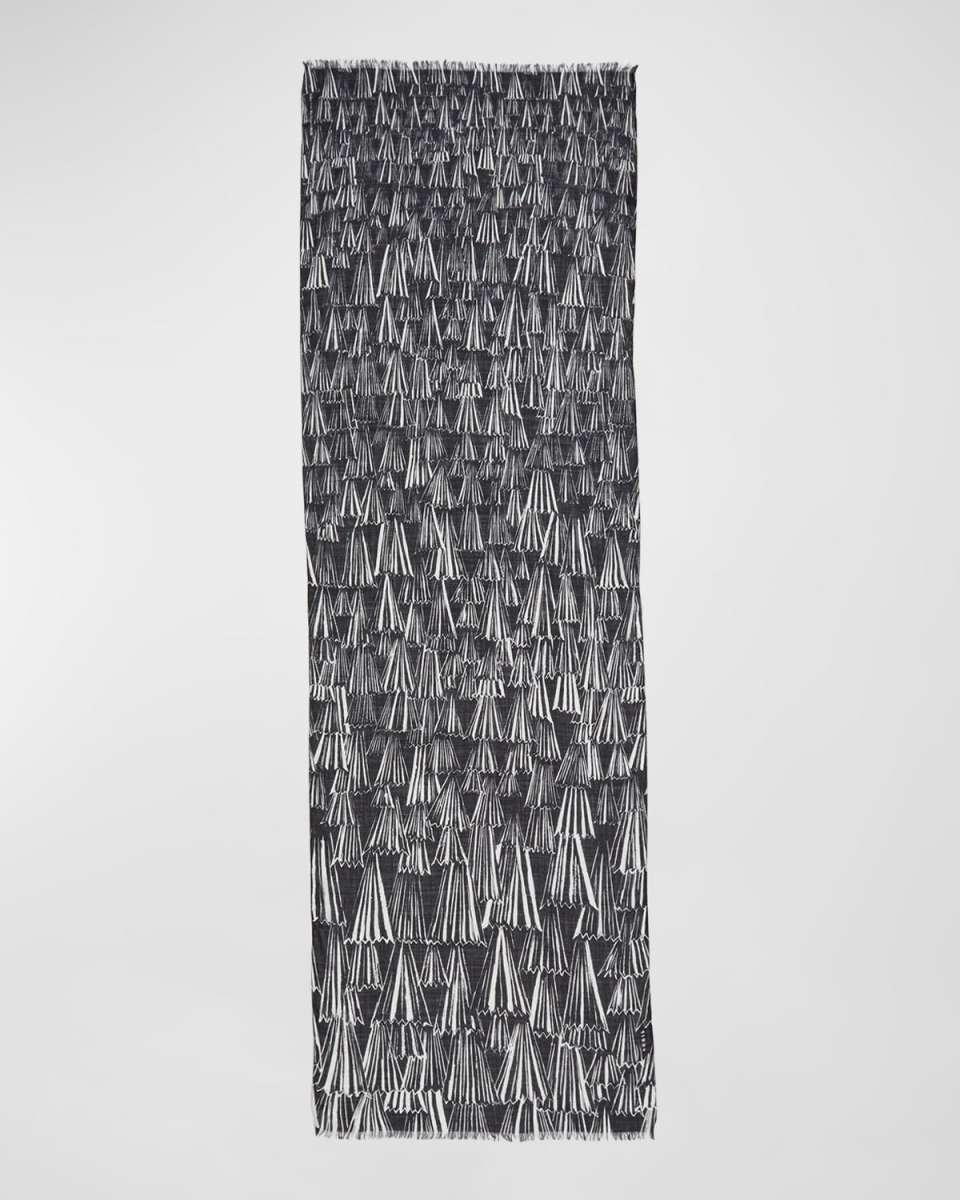 Cashmere Silk Asagao Print Scarf