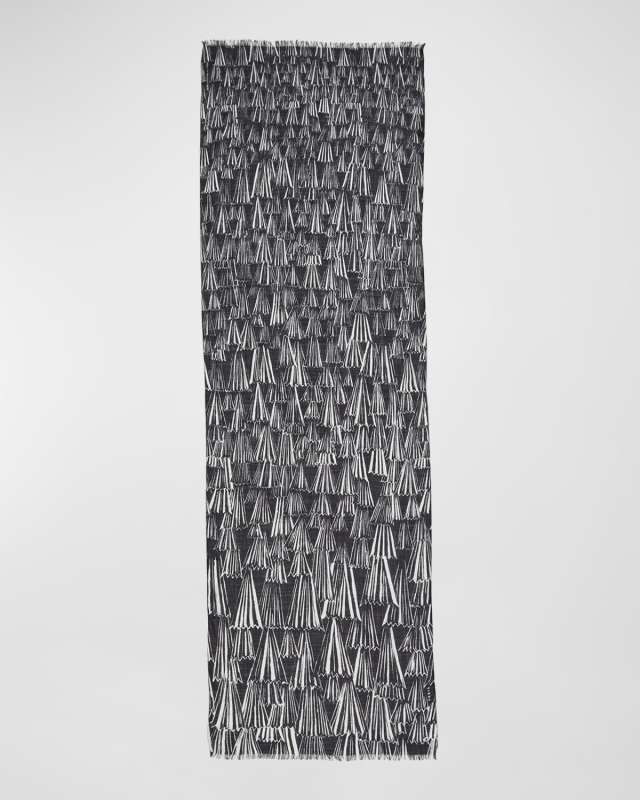 Cashmere Silk Asagao Print Scarf