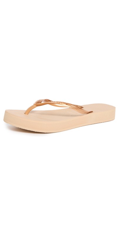 Havaianas Slim Flatform Flip Flops Golden