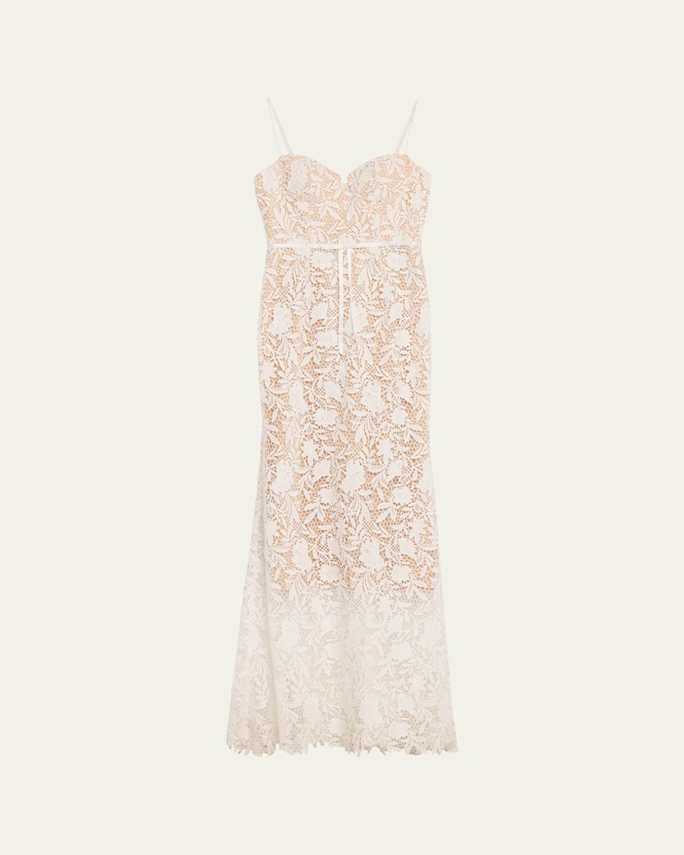 Sleeveless Floral Lace Sweetheart Gown