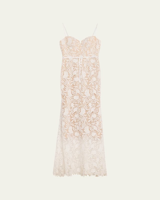 Sleeveless Floral Lace Sweetheart Gown