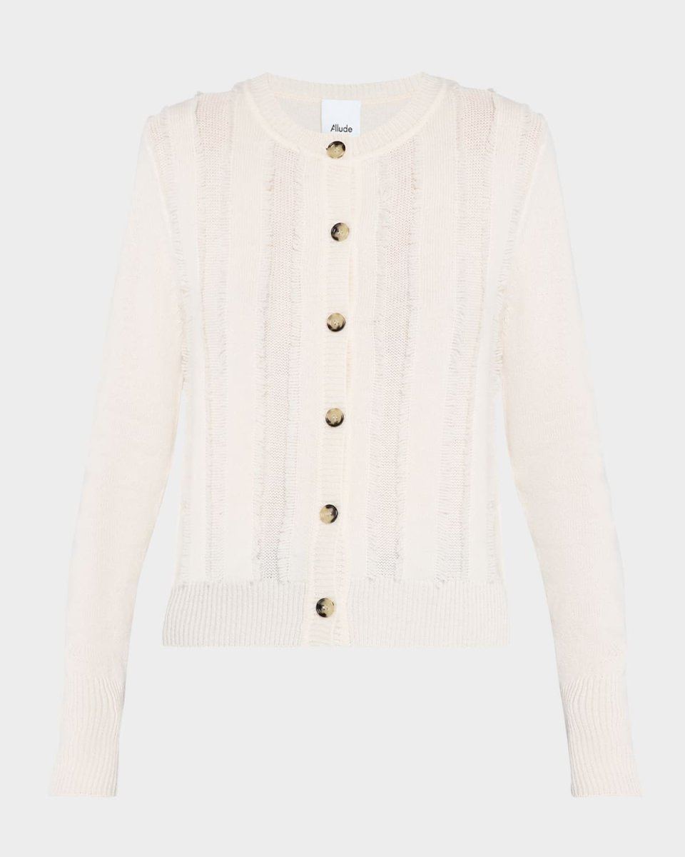 Fringed Wool-Cashmere Cardigan