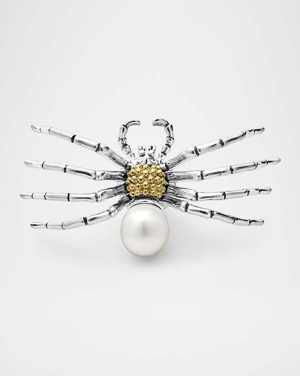 Sterling Silver and 18K Yellow Gold Rare Wonders Pearl Spider Pin