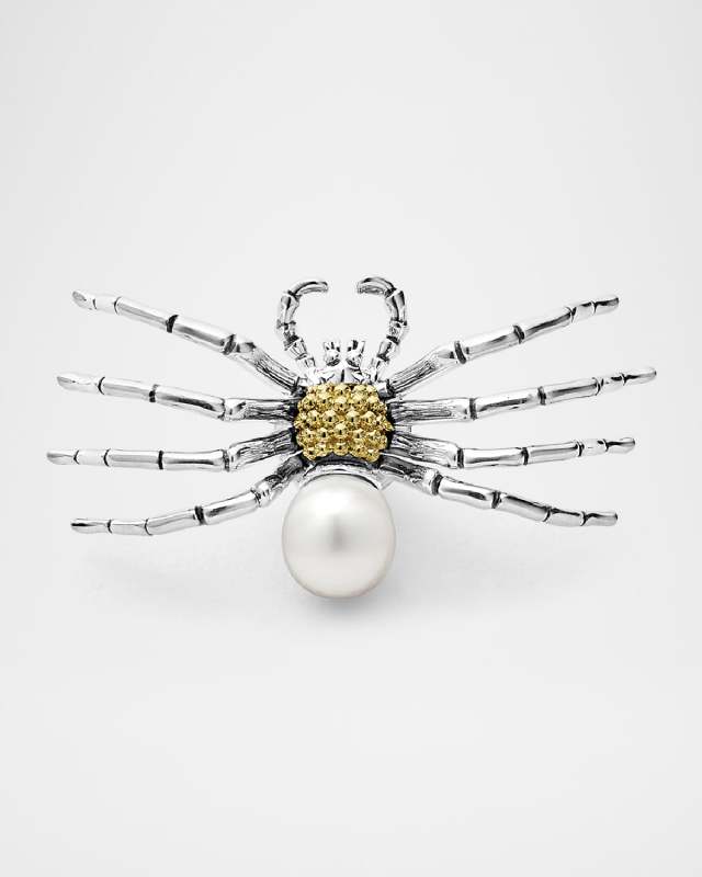 Sterling Silver and 18K Yellow Gold Rare Wonders Pearl Spider Pin