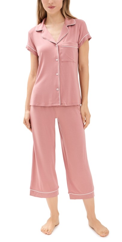 Eberjey Gisele - The Tencel Modal Crop PJ Set Old Rose/Ivory