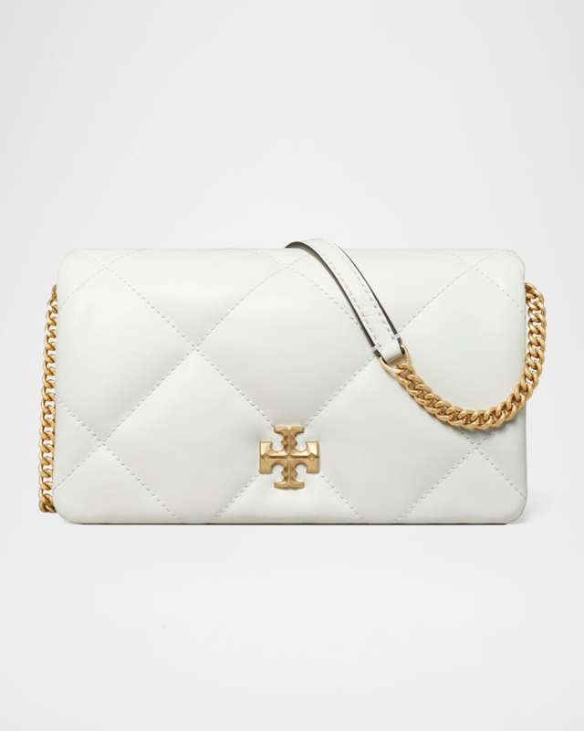 Kira Diamond Quilted Leather Wallet on Chain