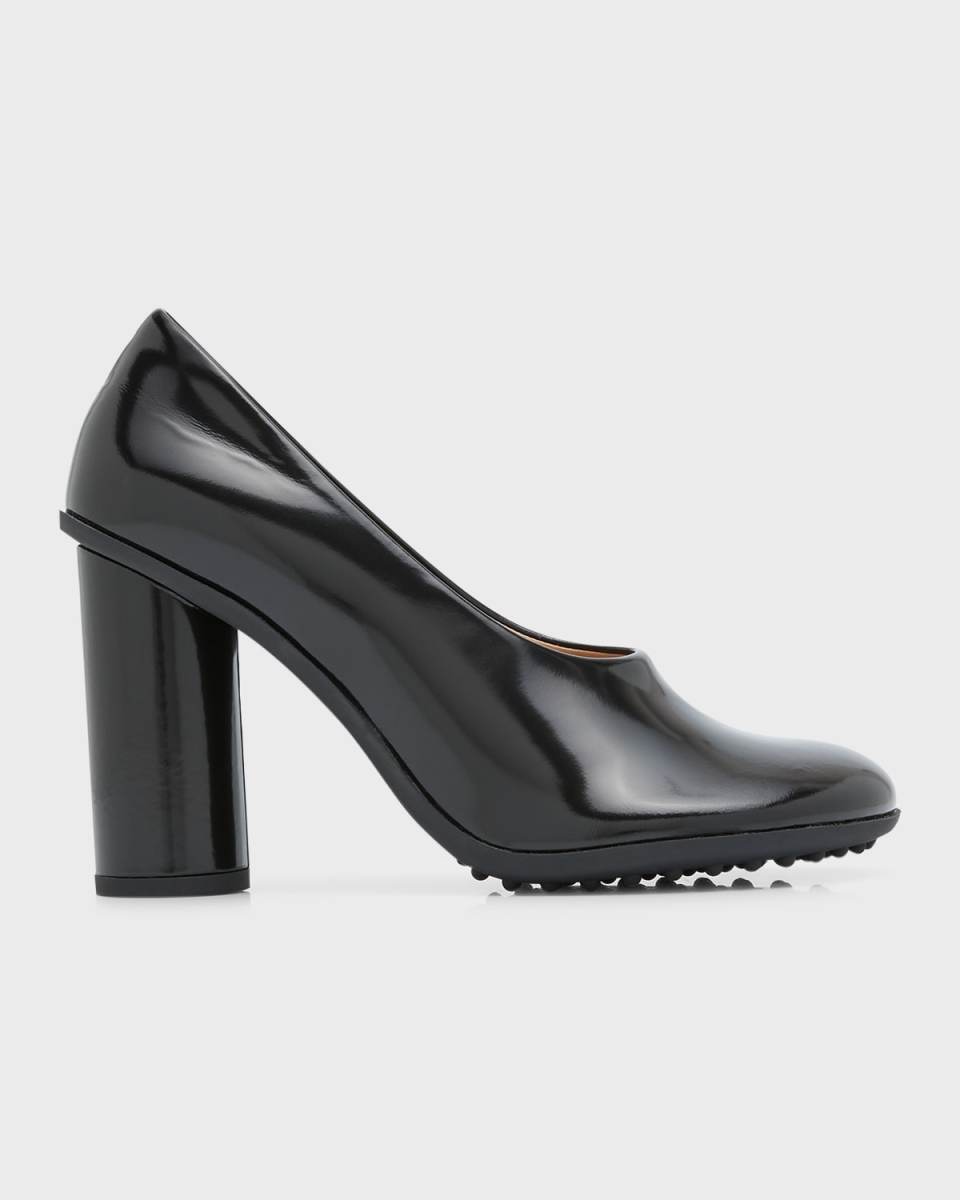 Atomic Leather Cylinder-Heel Pumps