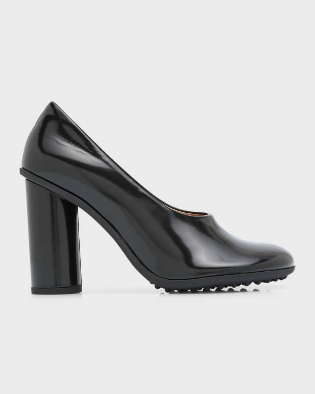 Atomic Leather Cylinder-Heel Pumps