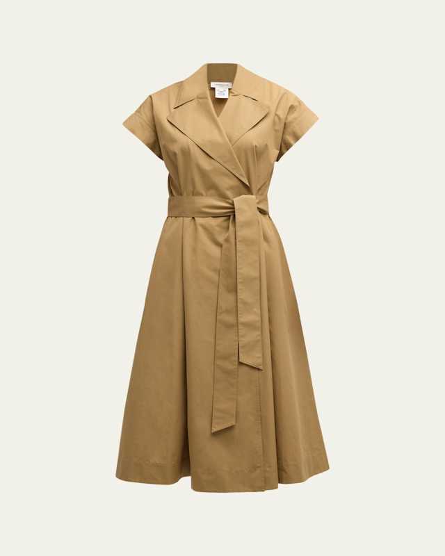 Belted Organic Cotton Poplin Midi Wrap Dress