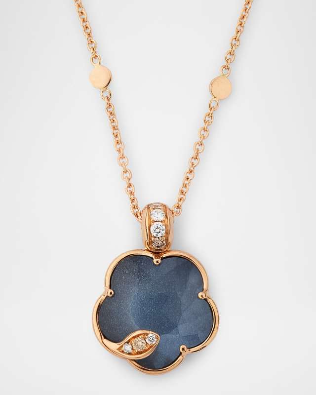 Ton Joli 18K Rose Gold Diamond and Moonstone-Onyx Pendant Necklace