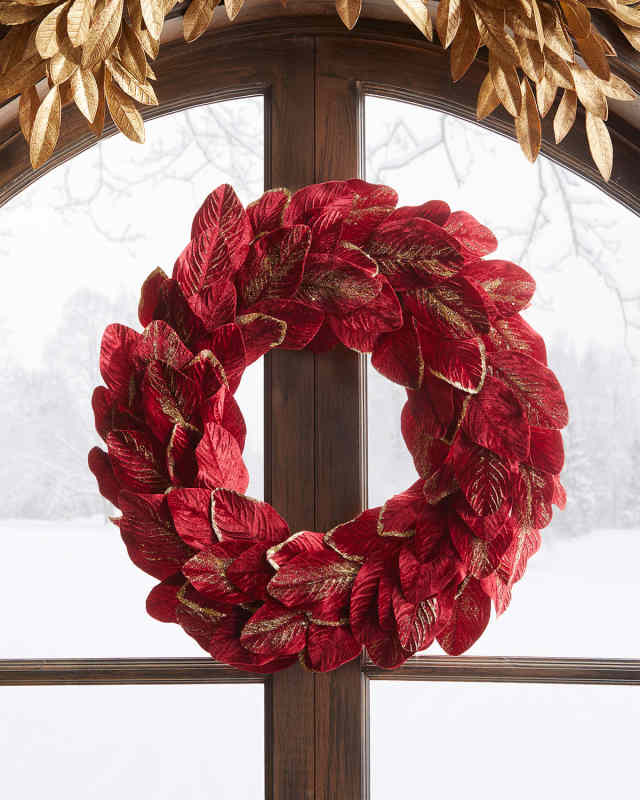 Burgundy Velvet Leaf Wreath