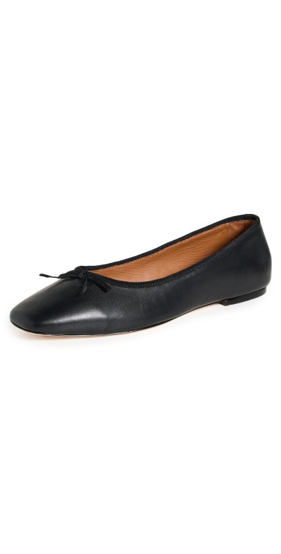 Reformation Paola Ballet Flats Black Leather