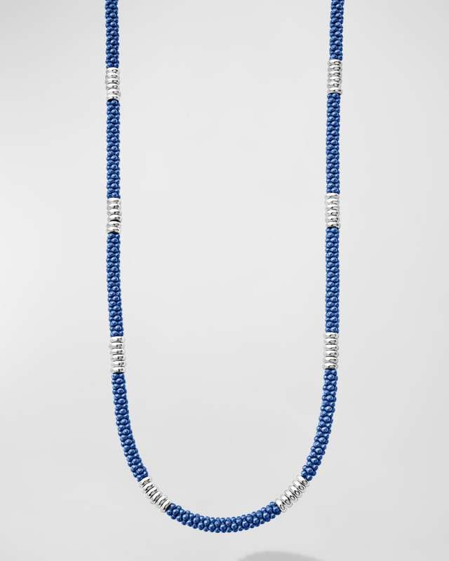 Sterling Silver Blue Cavair Beaded Necklace