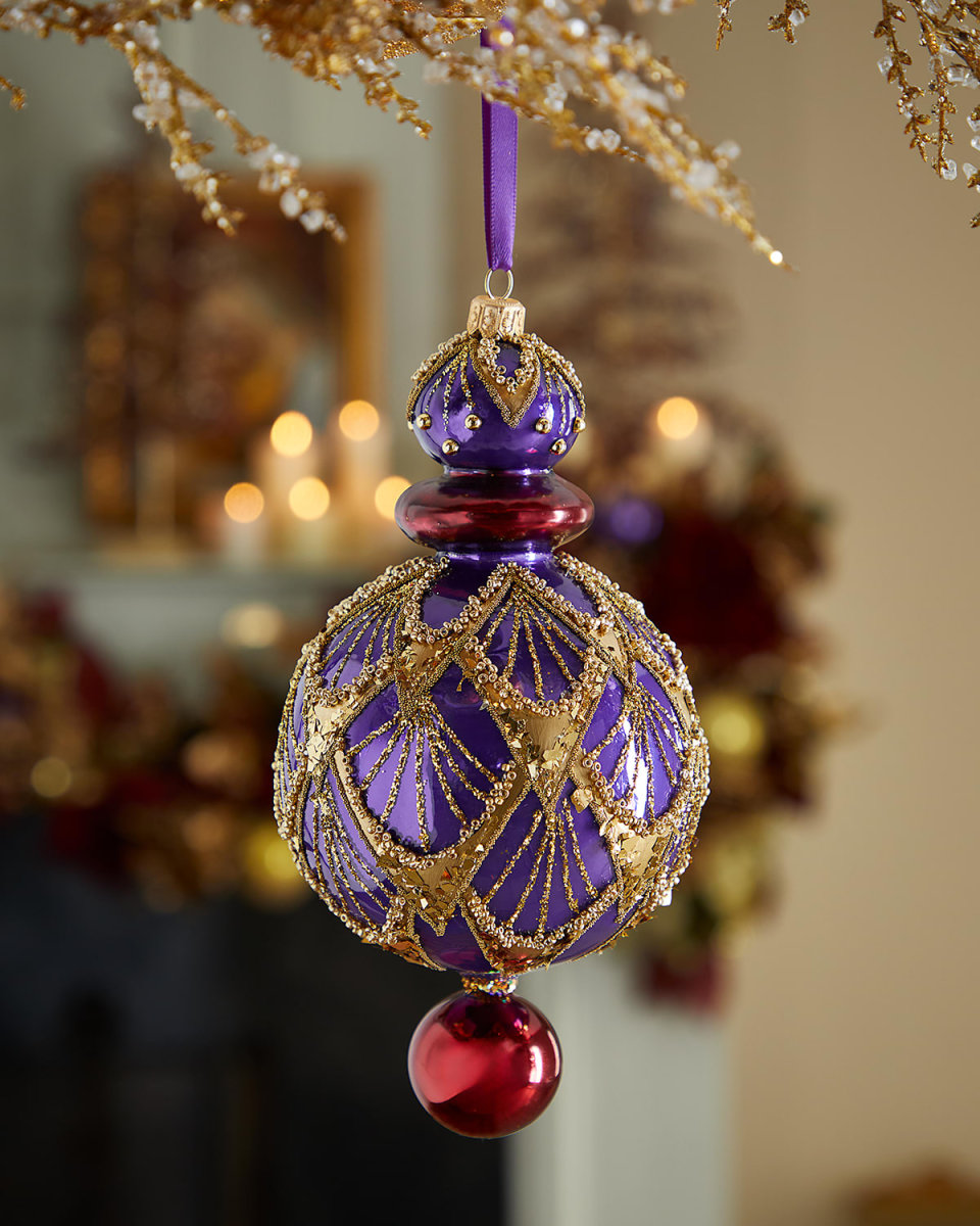 Violet Art Deco Drop Christmas Ornament