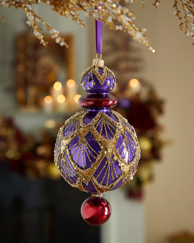 Violet Art Deco Drop Christmas Ornament