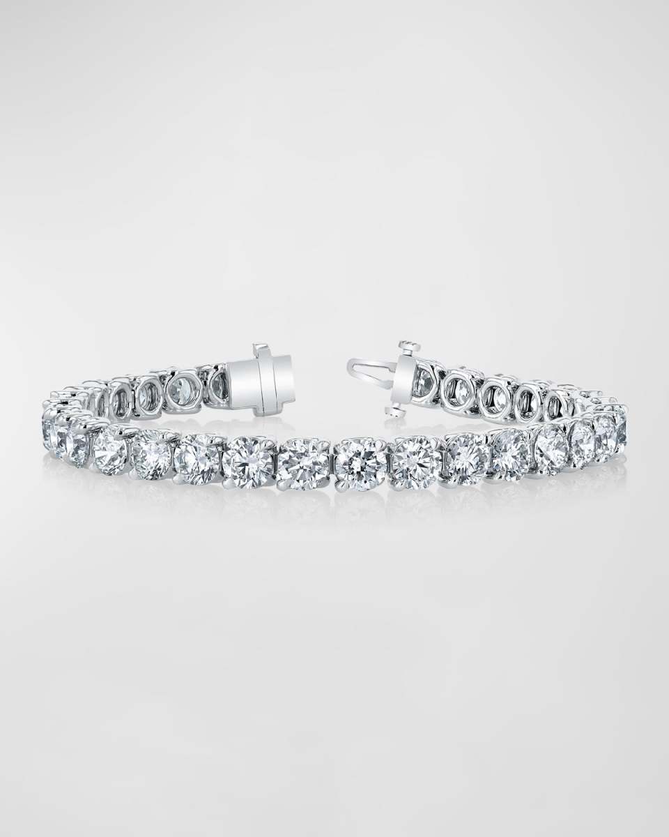 Platinum Round-Cut Diamond Buttercup Tennis Bracelet, 9.00tcw, 7"L