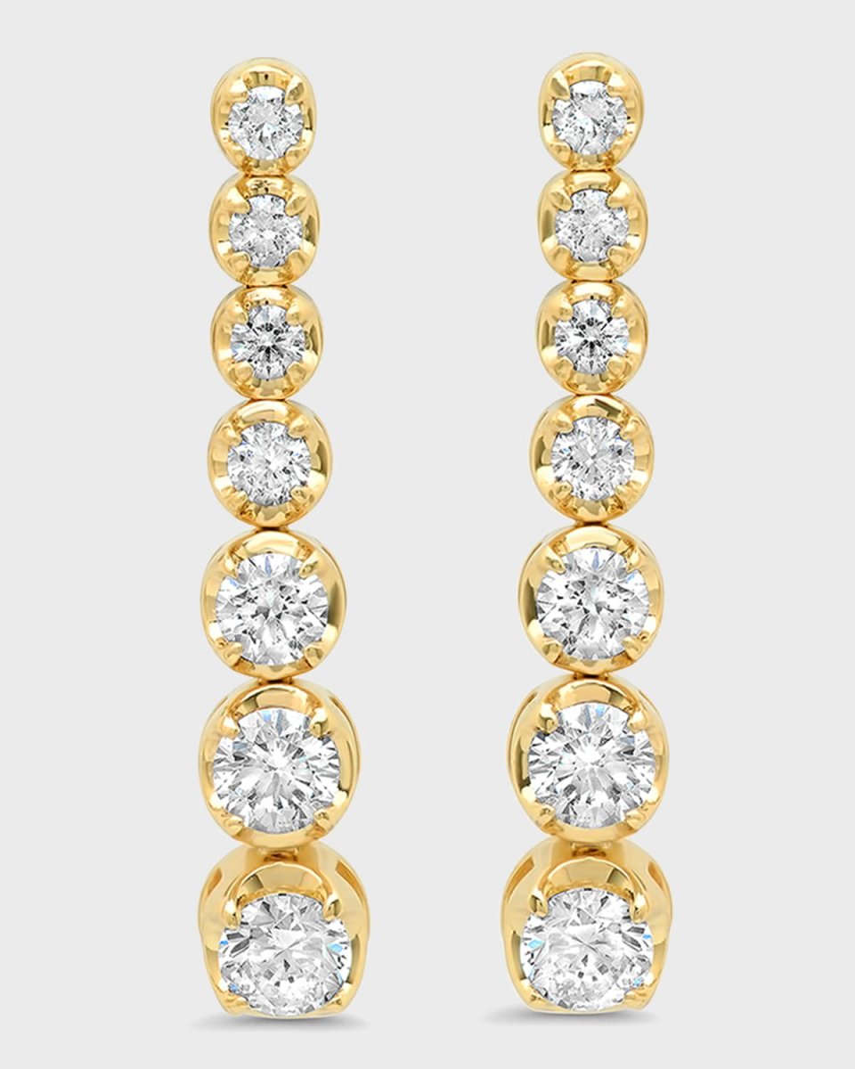 18k Gold 7-Diamond Tennis Stud Earrings