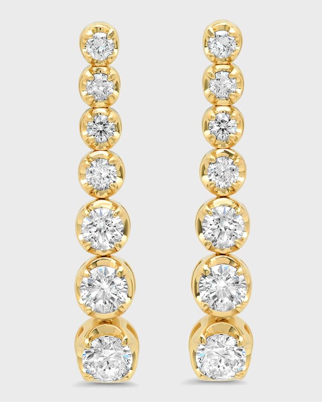 18k Gold 7-Diamond Tennis Stud Earrings