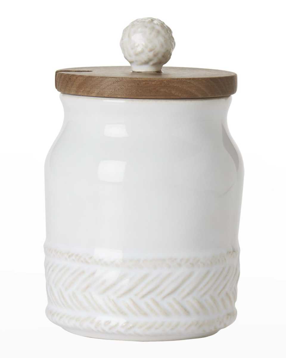 Le Panier Sugar Bowl with Wooden Lid - Whitewash