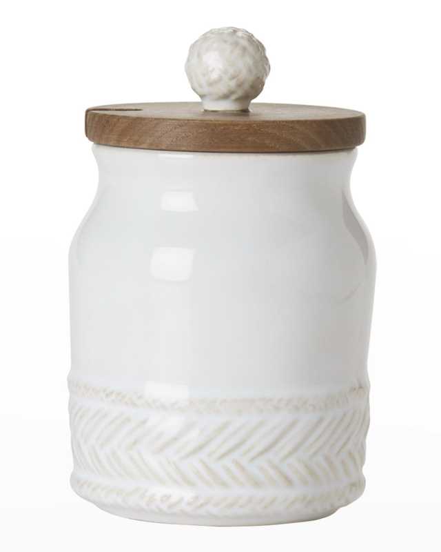 Le Panier Sugar Bowl with Wooden Lid - Whitewash
