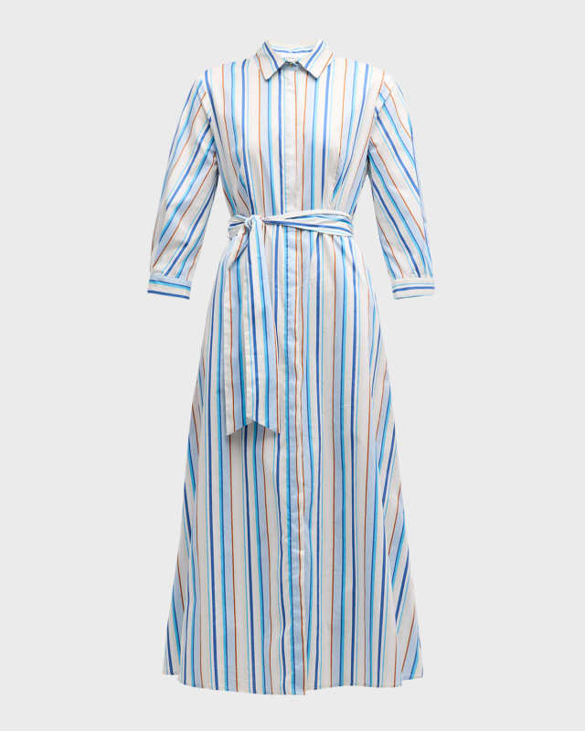 Jutta Striped 3/4-Sleeve Midi Shirtdress
