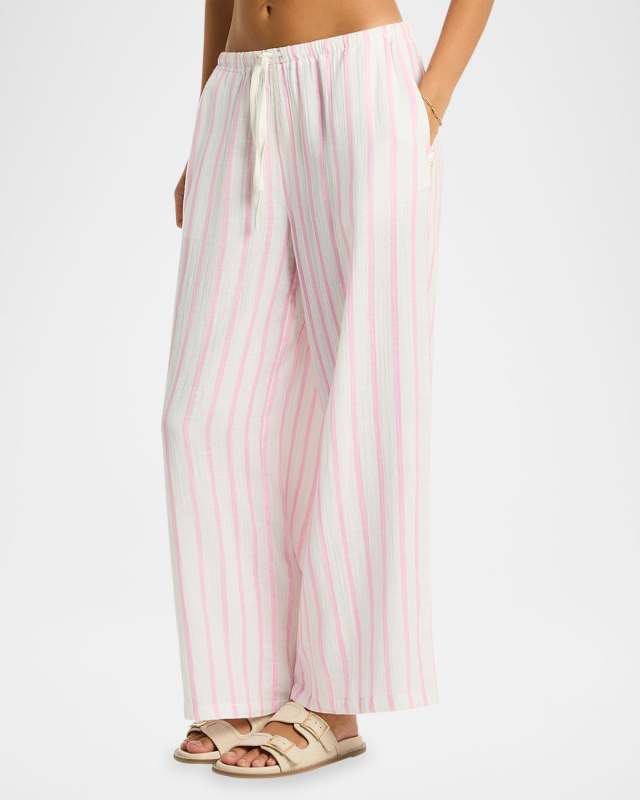 Striped Drawstring Surf Pants