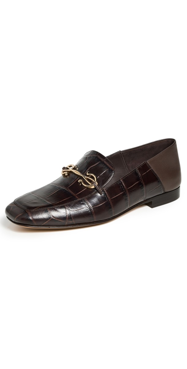 FERRAGAMO Louis Croc Flats Testa di Moro