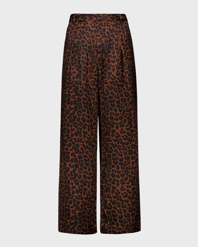Marella Leo-Print Relaxed Straight-Leg Pants