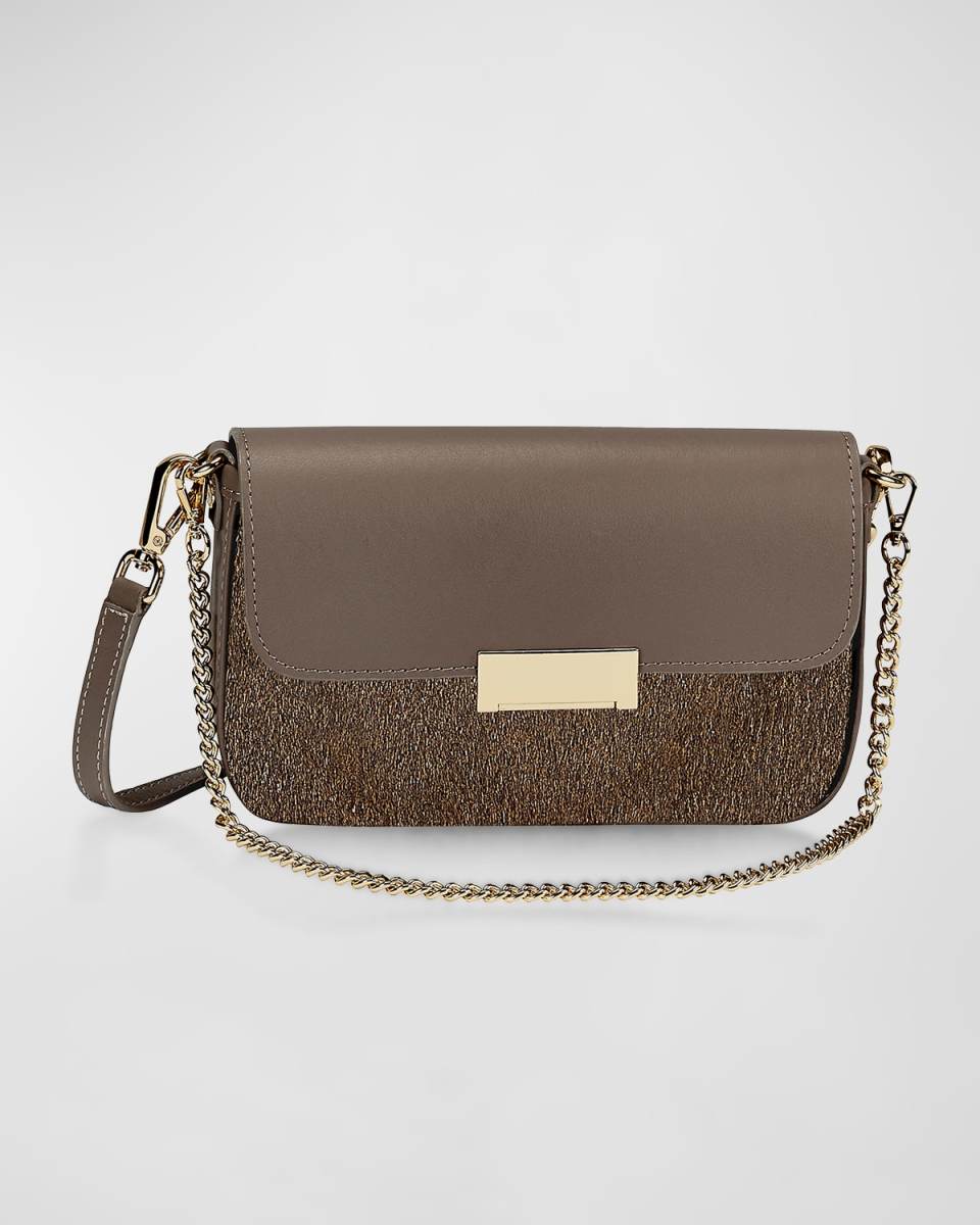 Edie Metallic Calf Hair Shoulder Bag