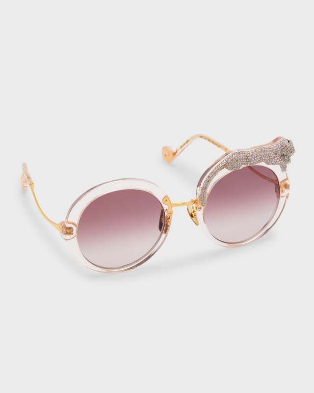 Rose et la Roue Round Mixed-Media Sunglasses