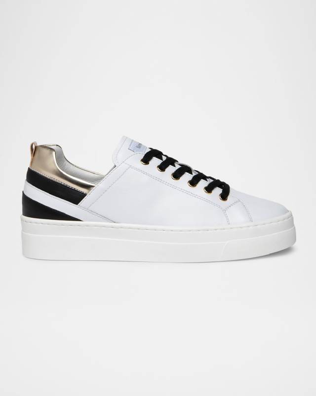 Stripe Mixed Leather Skater Sneakers