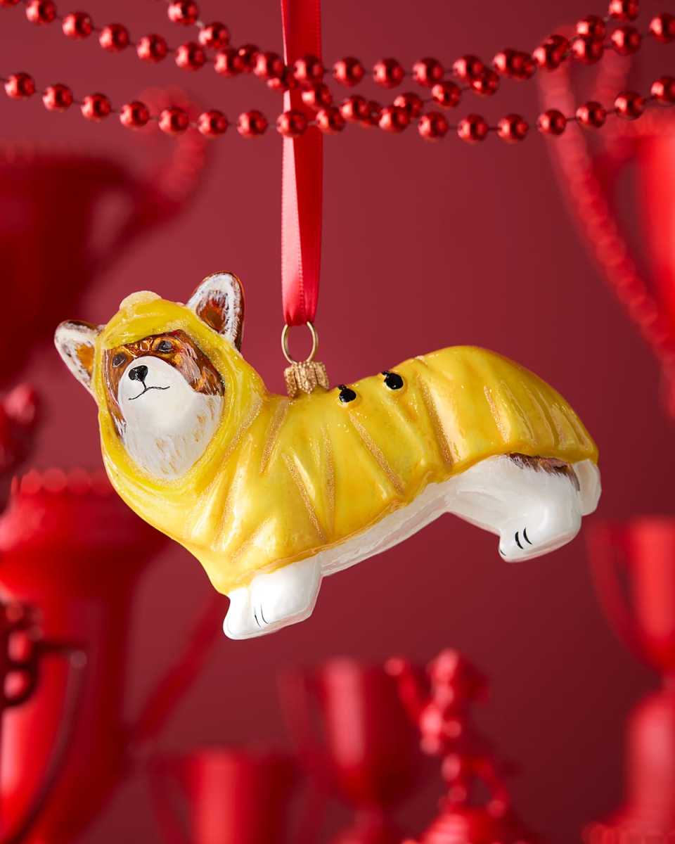 Pembroke Welsh Corgi in Yellow Raincoat Christmas Ornament