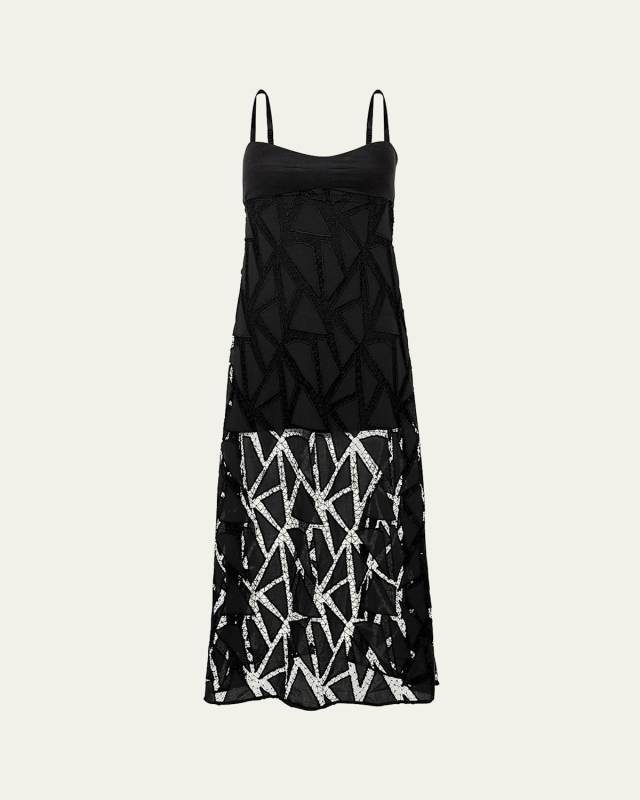 Solid Eleni Embroidered Maxi Dress