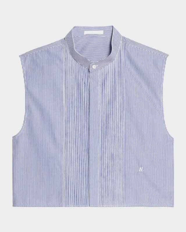 Sleeveless Pinstripe Tuxedo Shirt
