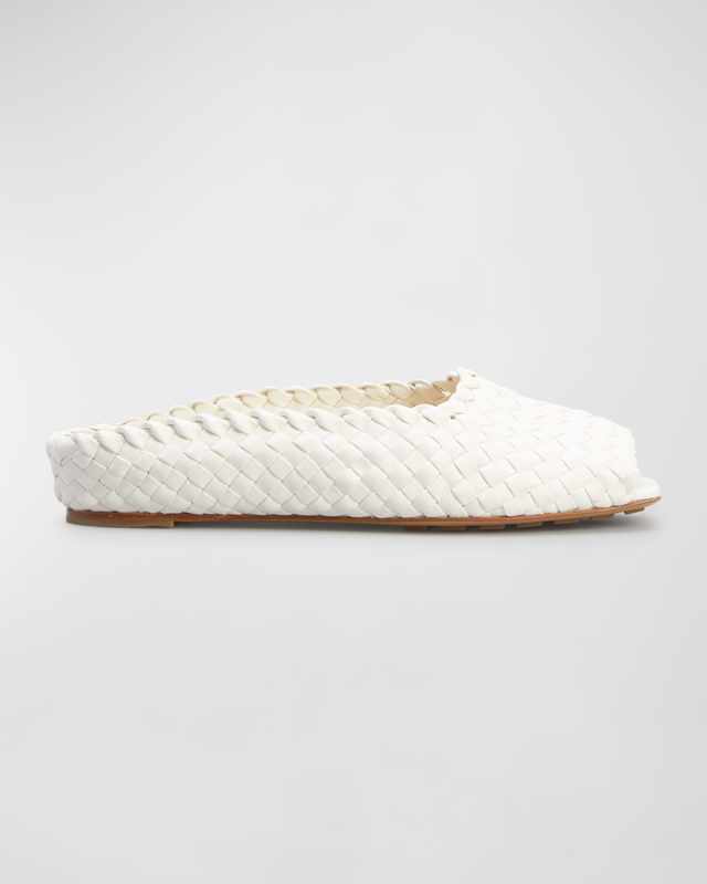 Flat Intrecciato Leather Mules