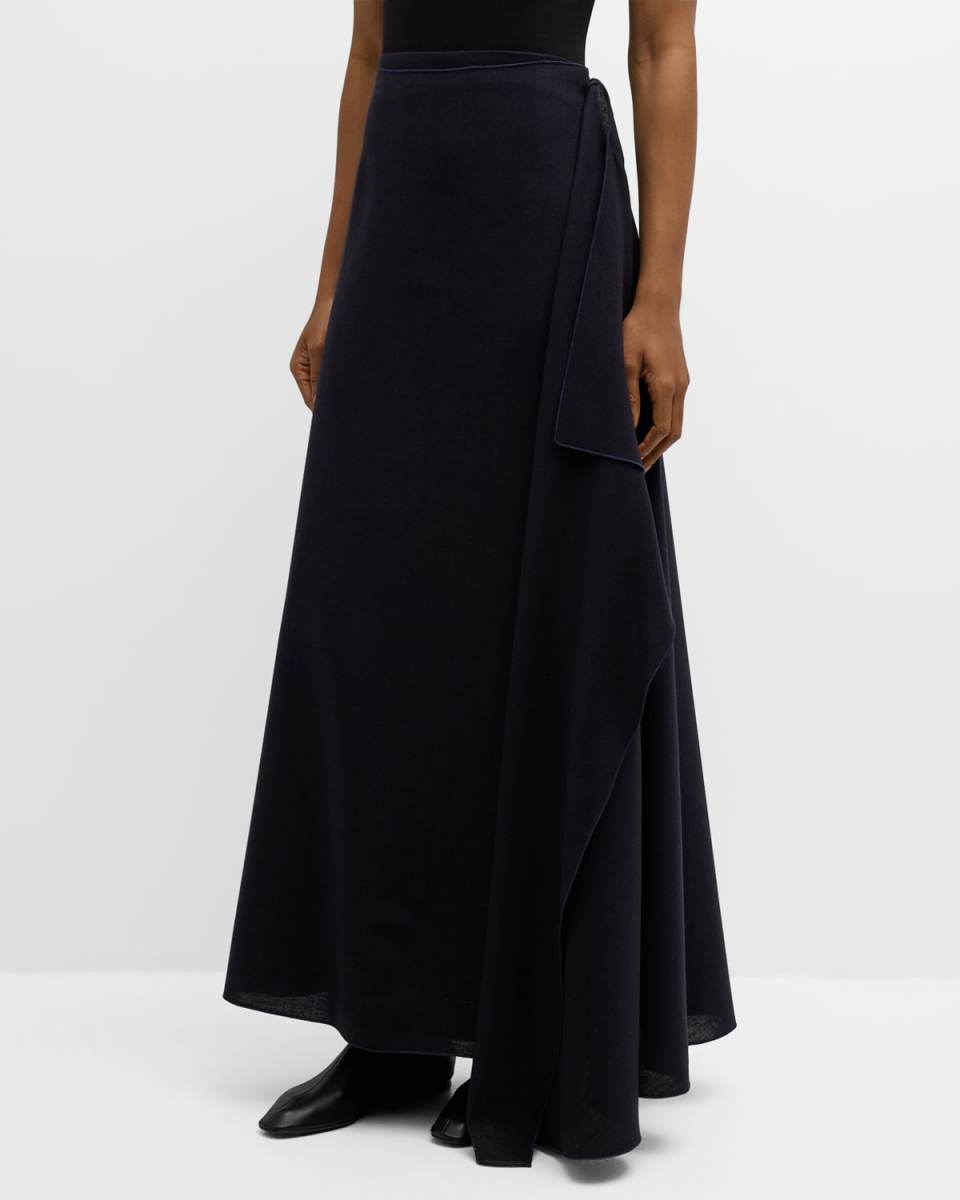 Osiride Draped Wrap Maxi Skirt