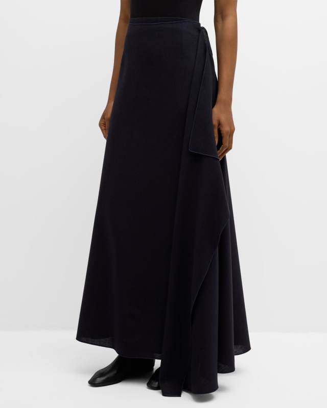 Osiride Draped Wrap Maxi Skirt