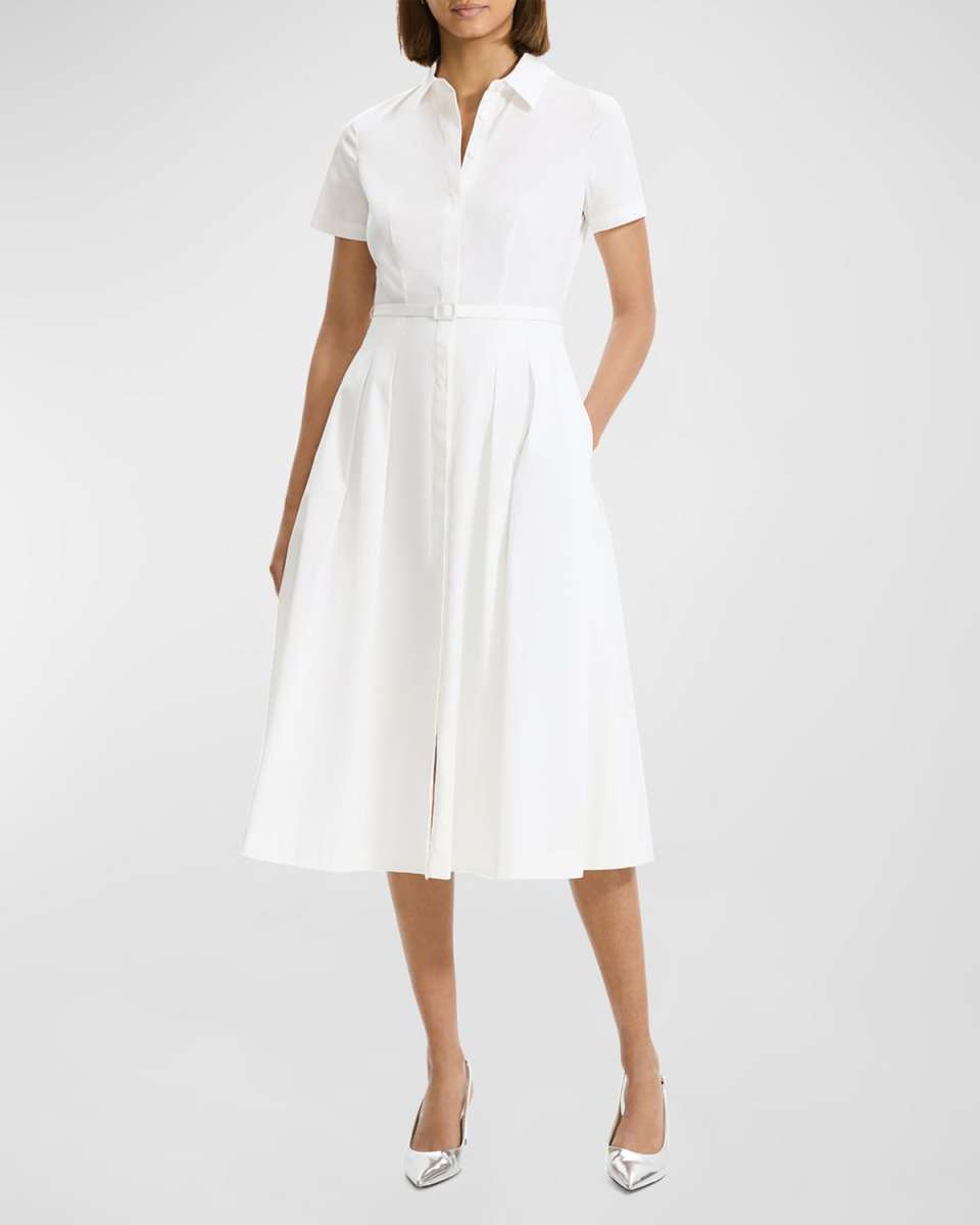 Downing Cotton Short-Sleeve Midi Shirtdress