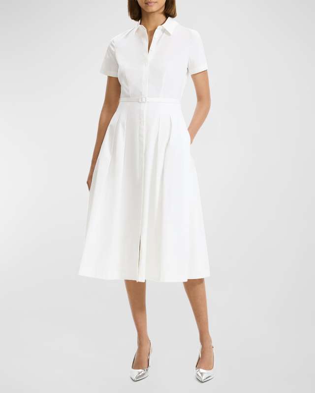 Downing Cotton Short-Sleeve Midi Shirtdress