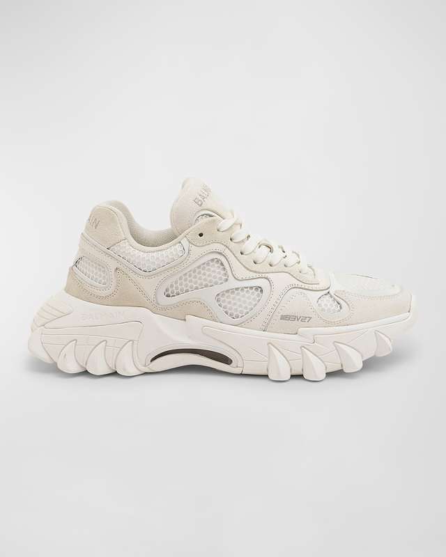 B-East Mixed Leather Trainer Sneakers