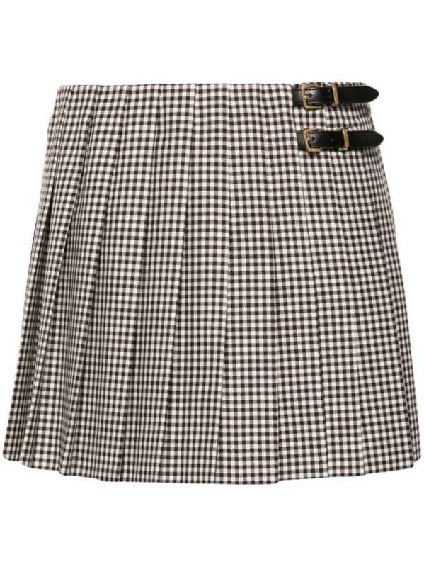 checked pleated miniskirt