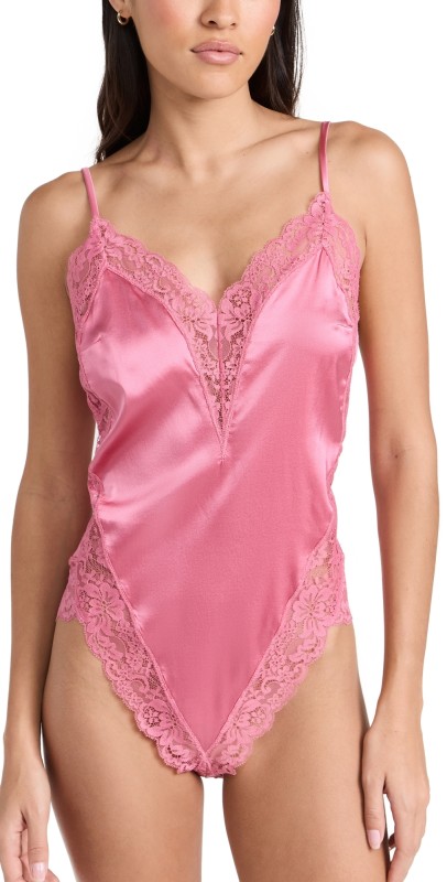 Fleur du Mal Venus Lace Thong Teddy Pink Cadillac
