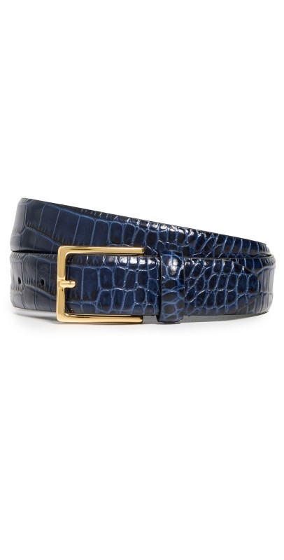 Anderson's Narrow Semi Formal Mock Crock Print Belt Navy
