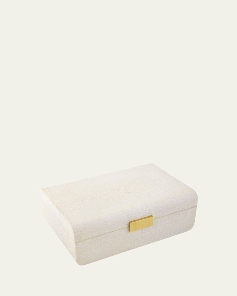 Cream Faux Shagreen Large Decorative Box