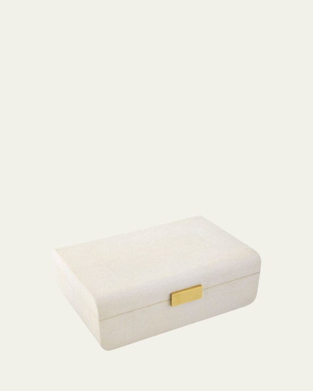 Cream Faux Shagreen Large Decorative Box
