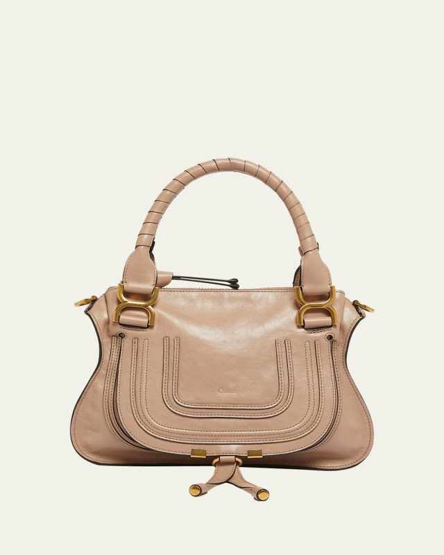 Marcie Small Double Carry Satchel Bag in Shiny Calfskin
